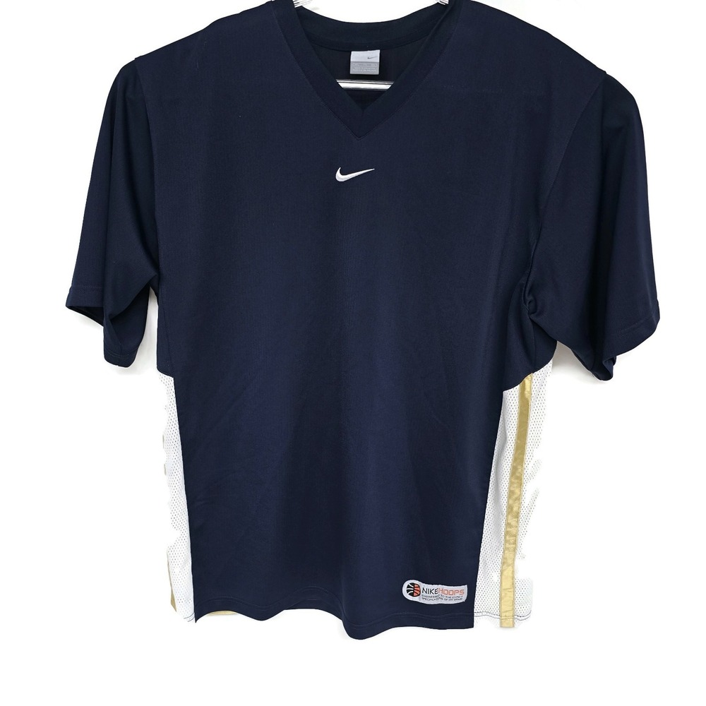 Nike Active T Shirt Mens 2XL Vintage Y2K Basketball Blue White Yellow Centered